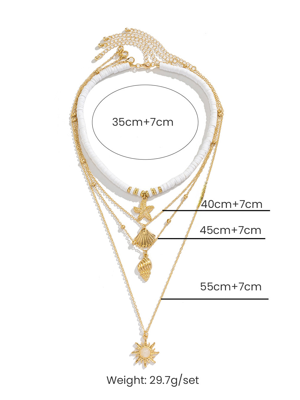 ZUZANA | Náhrdelník se hvězdicí z jižního Pacifiku, vícevrstvý, zlatý