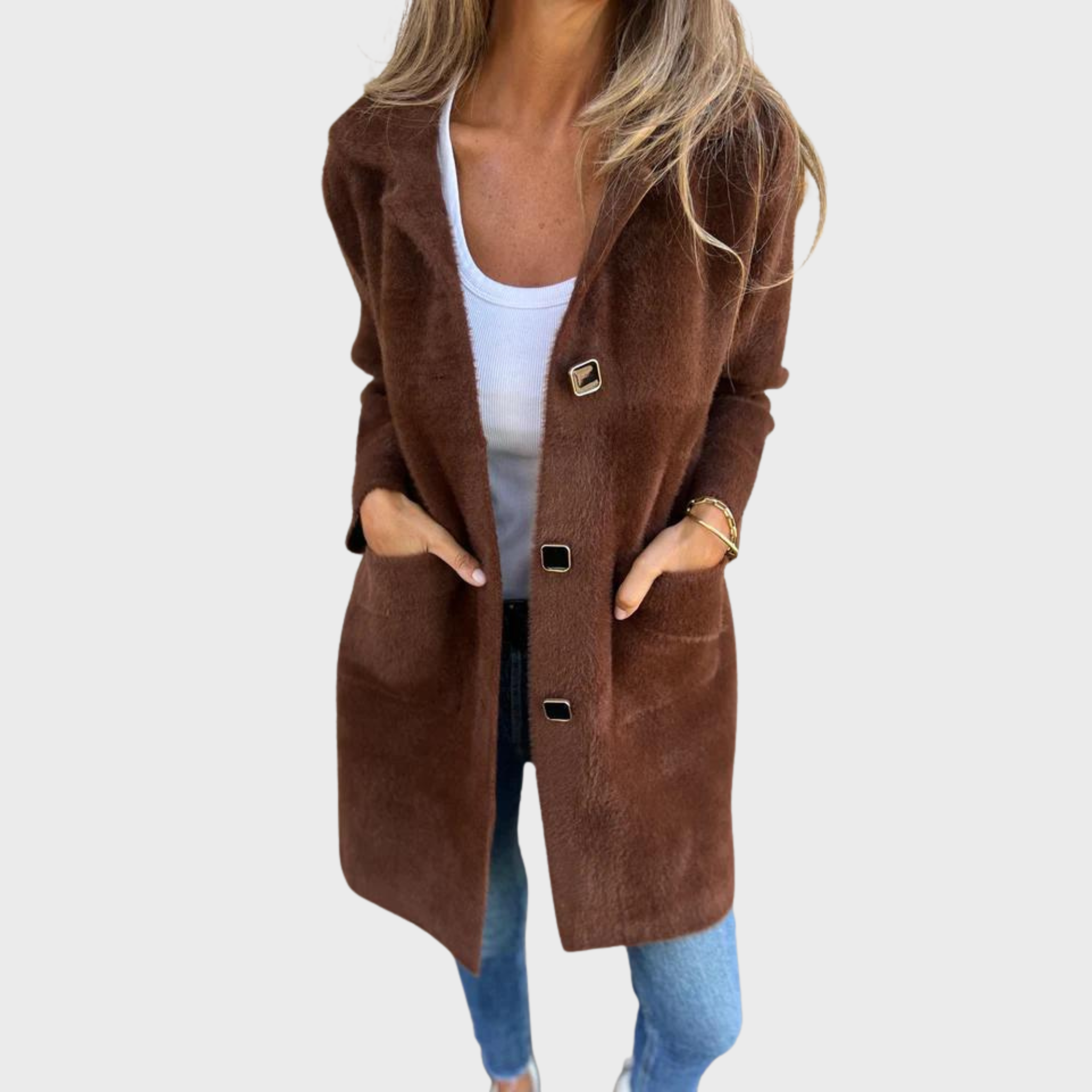 ZUZANA | MARCE - Ležérní jednřadý silný kabát s klopami