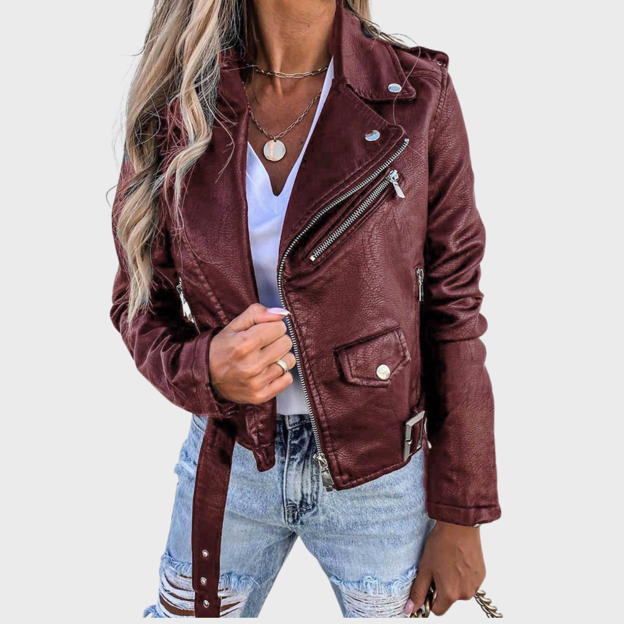 ZUZANA | Kafka Grace Kožená Bunda Prémiová stylová bunda s vypasovaným střihem