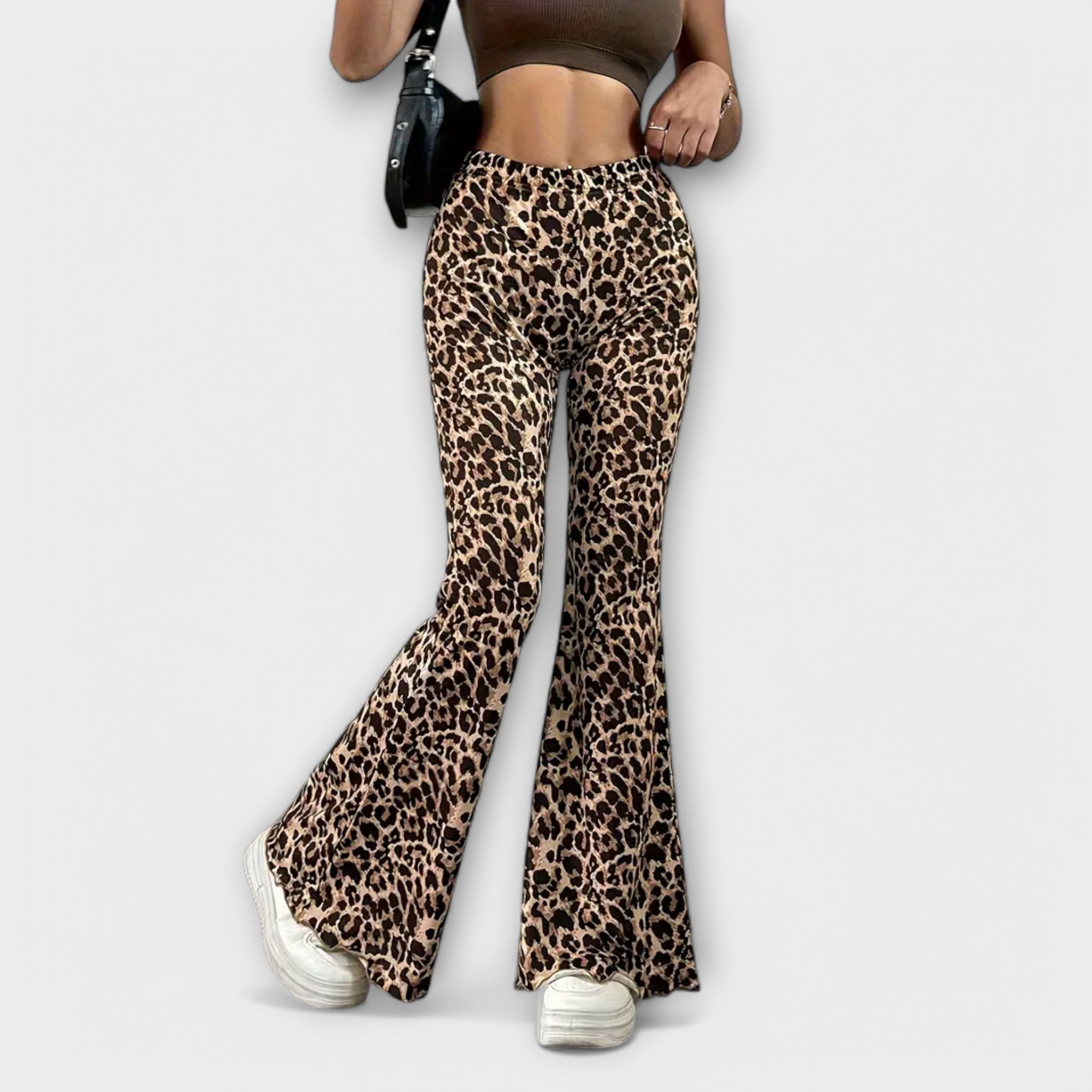 ZUZANA | Kalhoty Bootcut s leopardím potiskem
