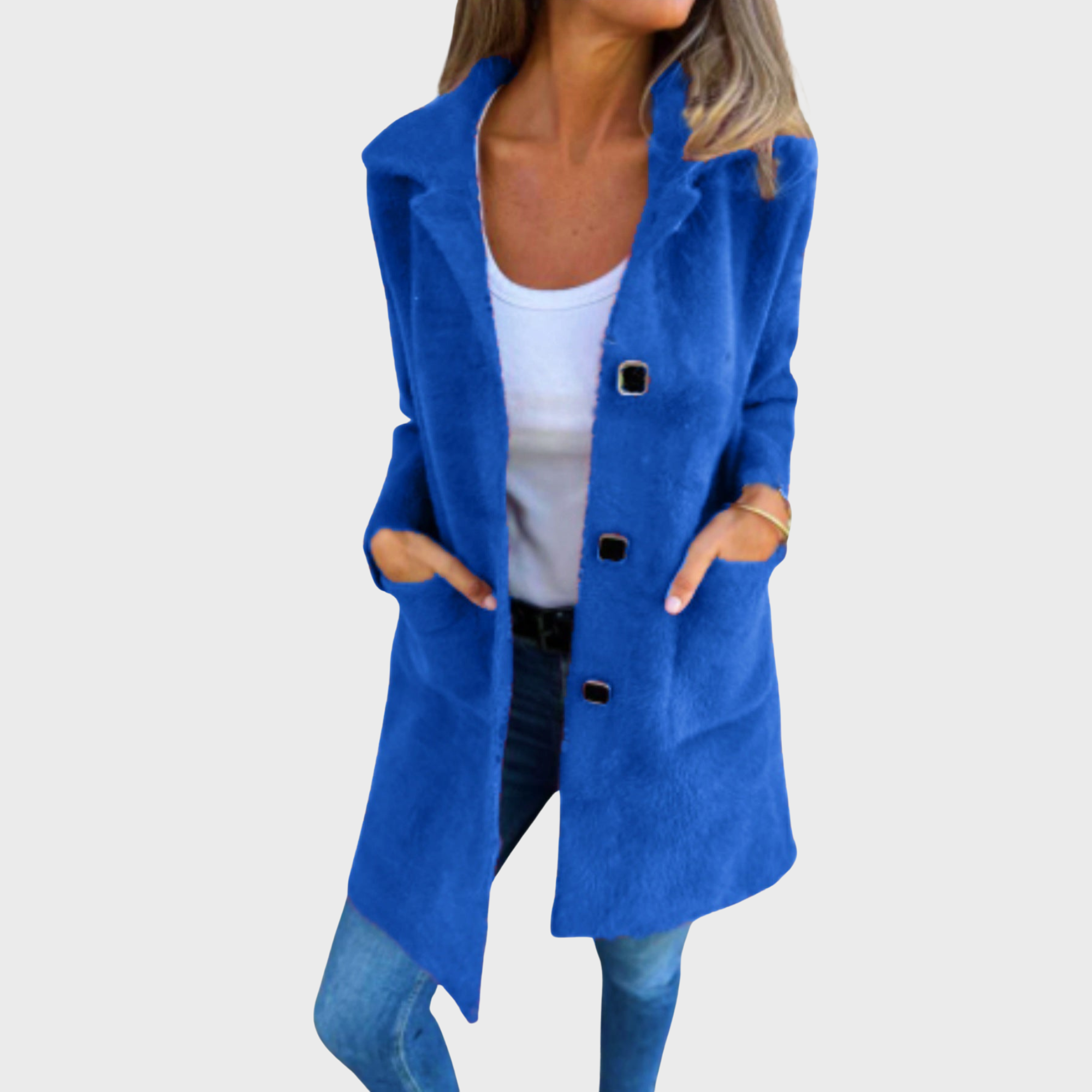 ZUZANA | MARCE - Ležérní jednřadý silný kabát s klopami