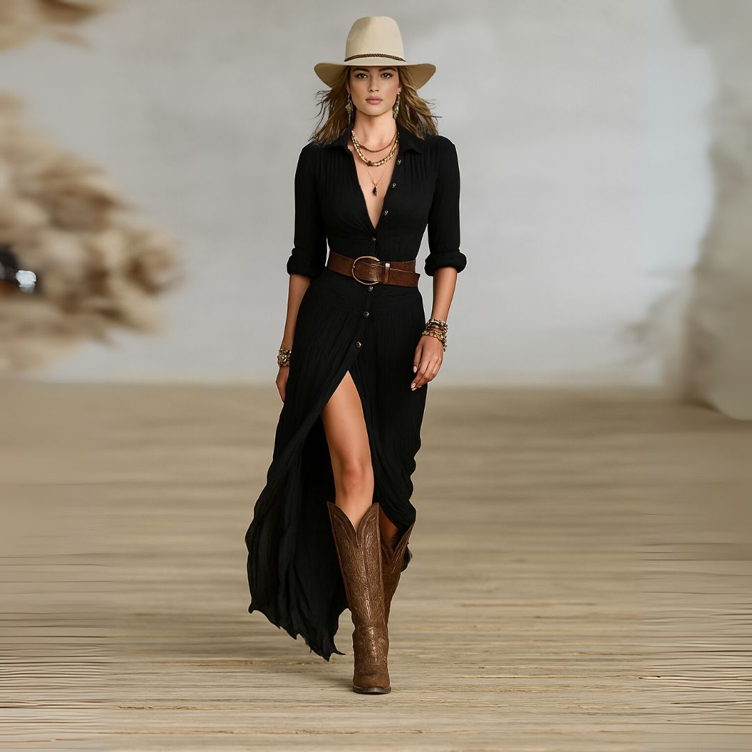 Amelia | Elegantní maxi kabát s páskem