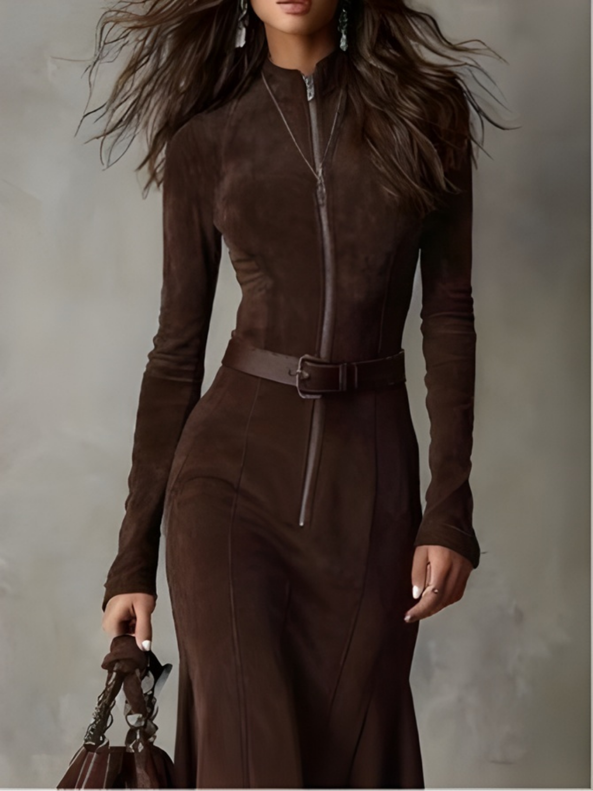 SOFIA | Elegantní semišové šaty s páskem