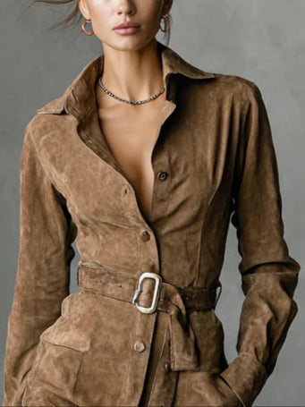 Léa | Semišové košilové šaty