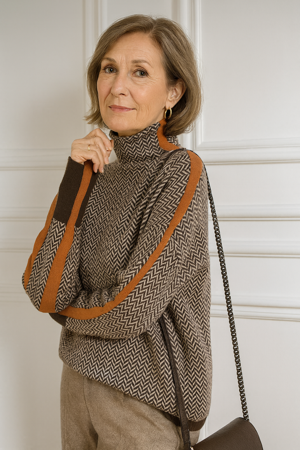 Lucía | Jersey de cuello alto con rayas en contraste