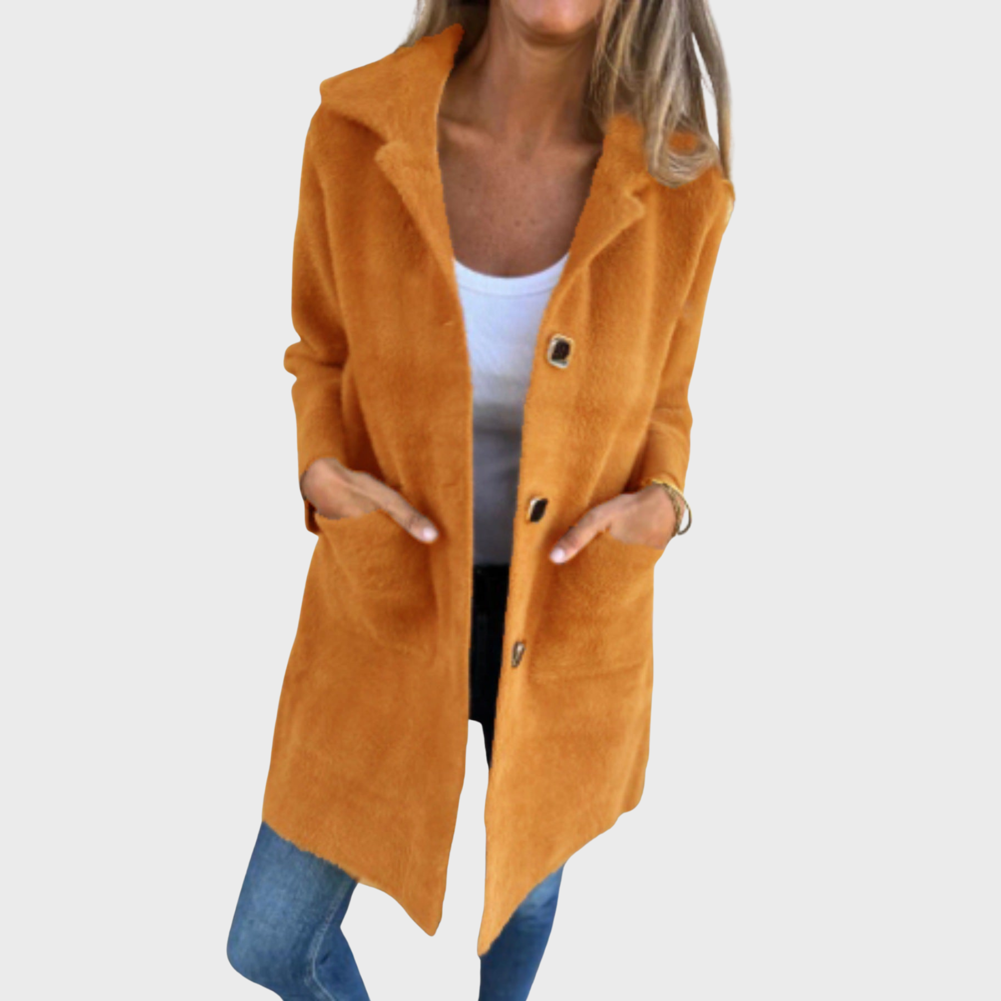 ZUZANA | MARCE - Ležérní jednřadý silný kabát s klopami