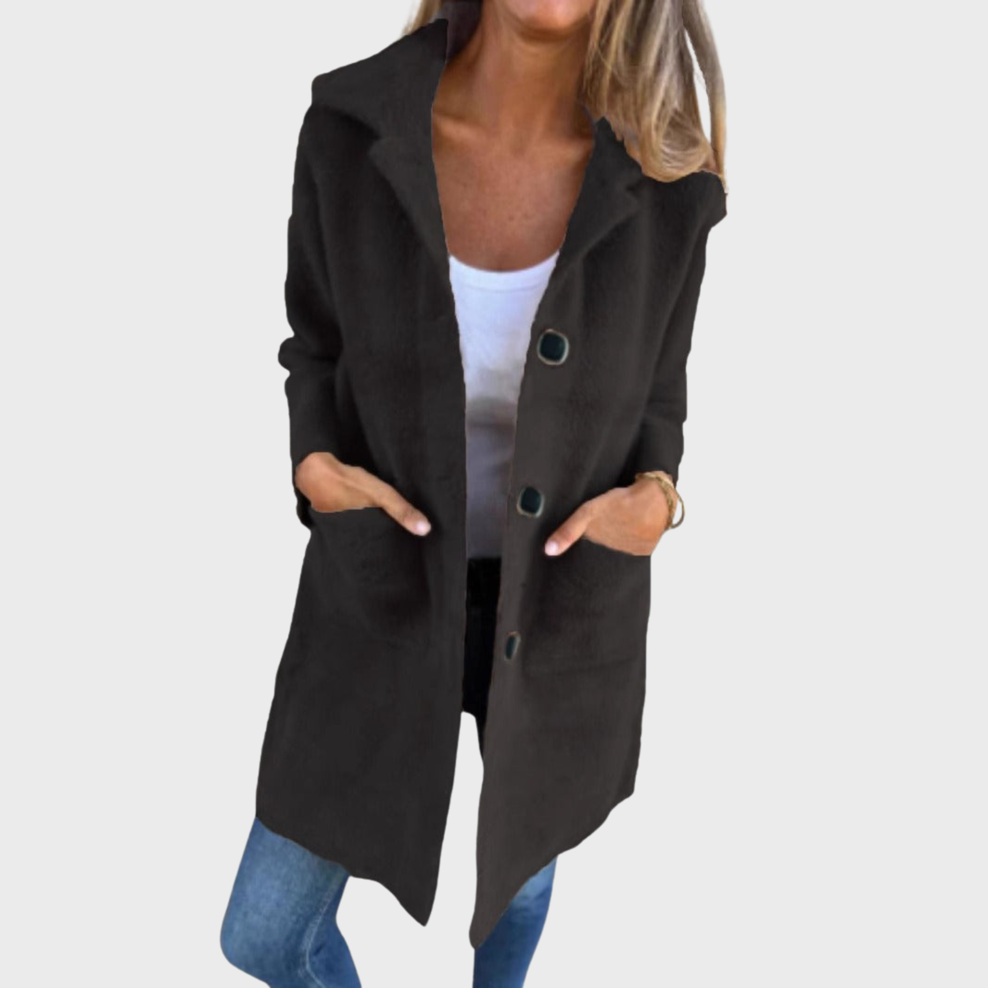 ZUZANA | MARCE - Ležérní jednřadý silný kabát s klopami