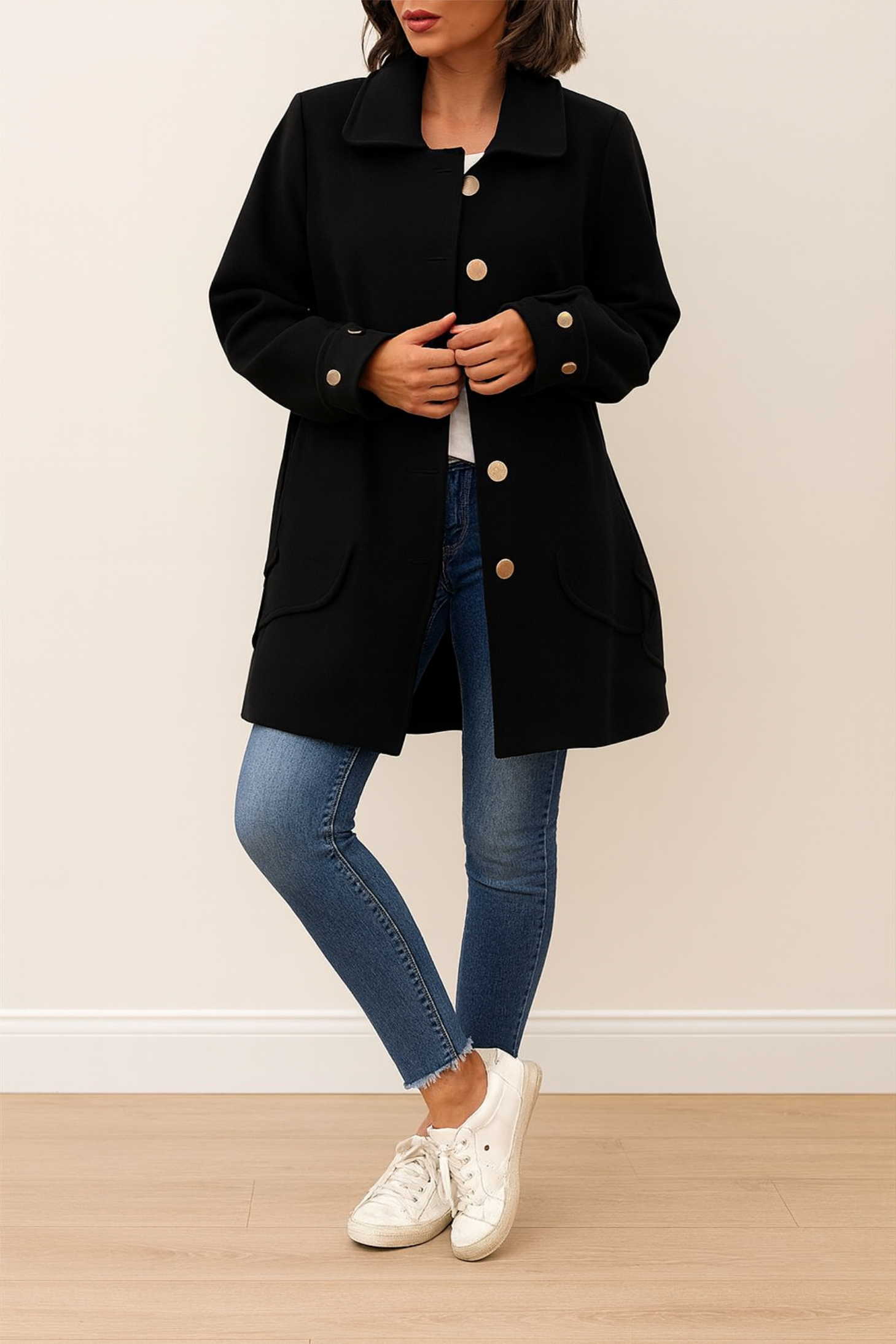 MOANA | Klasický oversize kabát s mašlemi